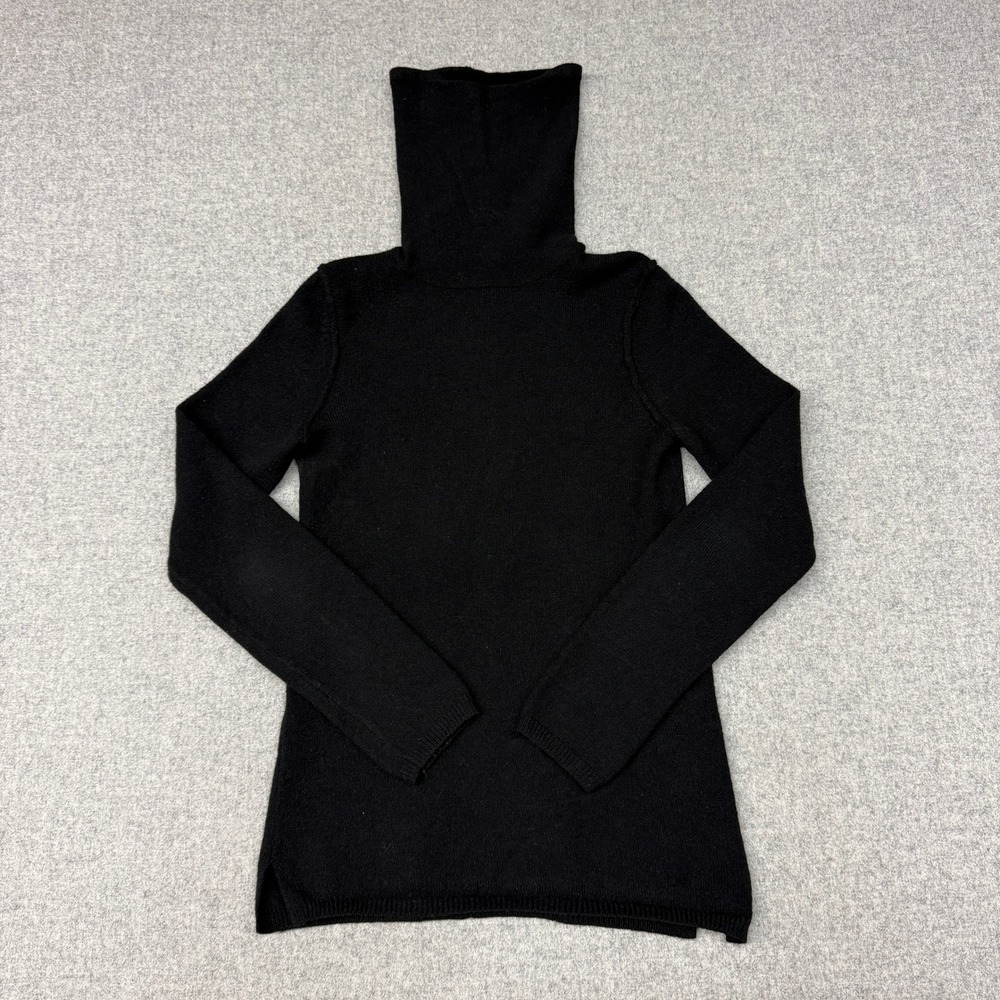 Gap | Turtleneck Sweater | Size S | Black | Wool Blend Knit Exposed Seams Slits